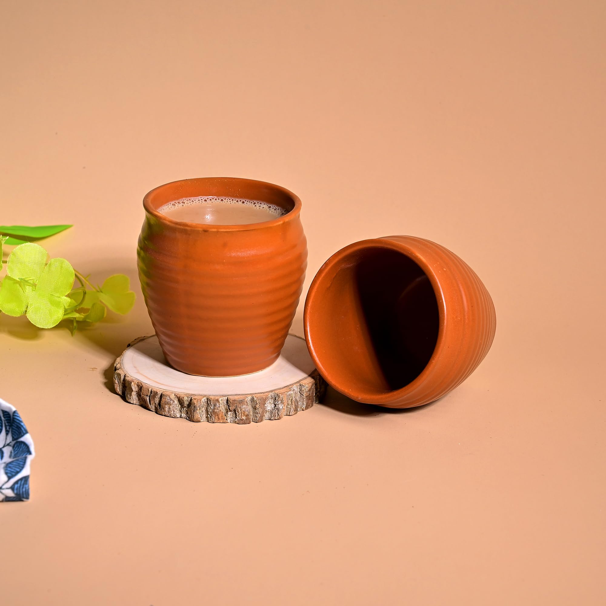 STOREPEDIA Ceramic Kullad Cup Set of 2 Ceramic Tea Cup, Kulhad Tea Cups for Gift Brown Kulad/Kullad (Brown Kullhad, 160ml)