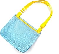 Vista 17 de UTTPLL Bolsa de playa de malla colorida ajustable para niños, bolsa de red de secado rápido para conchas marinas que recolecta arena juguete