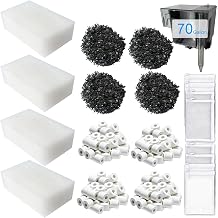 4 Set Three-Stage Filtration Maintenance Kit, Replacement for AquaClear 70 Power Filter - Bio Foam, Activated Carbon & Ceramic Rings for 40-to-70-Gallon Aquariums