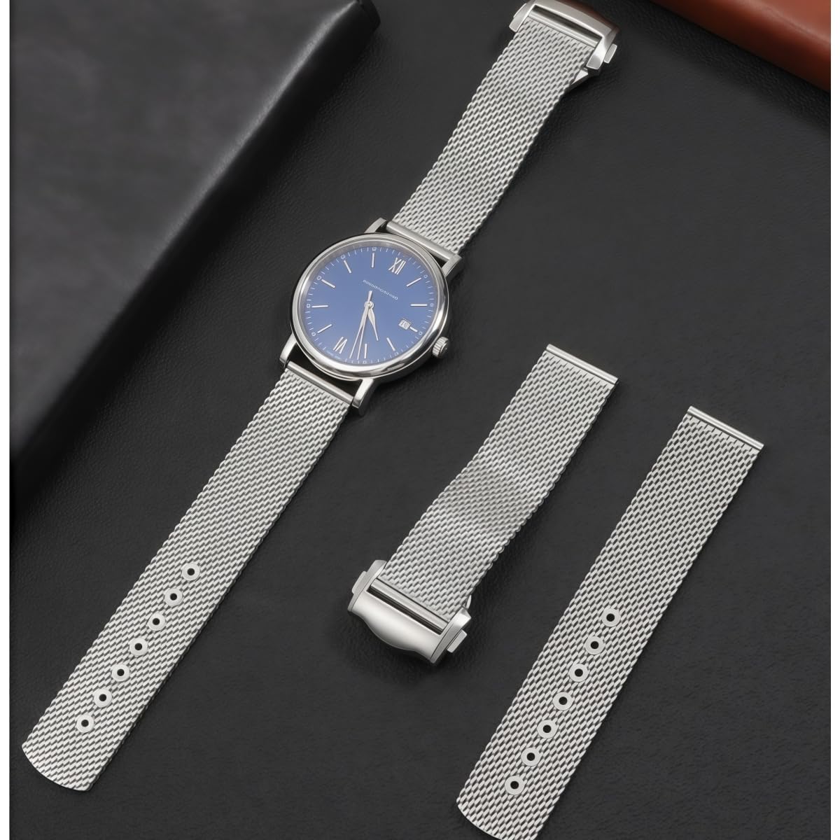 Cinturino Orologio Acciaio Inox Bracciale Metallico 20mm Mesh Intrecciato Ricambio Estremità Diritta Spazzolato Fibbia Lucida for Omega Seamaster 300