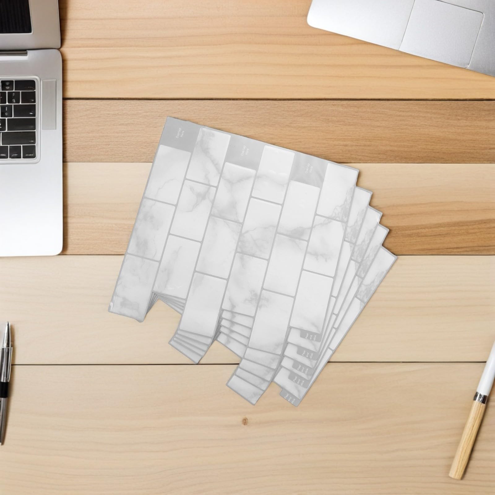10 Hojas Pegatinas de Pared Efecto Azulejo 3d Gris Claro