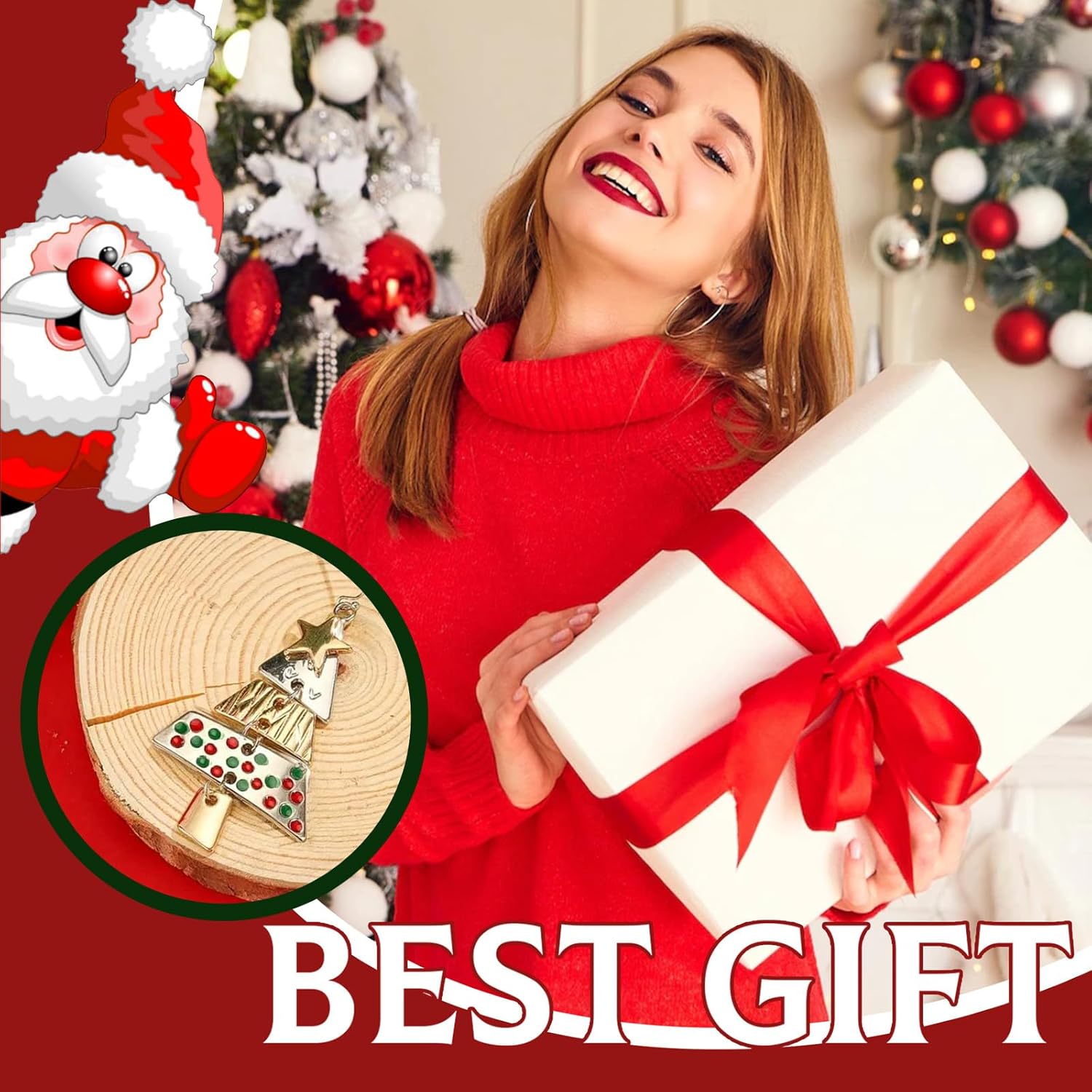 Christmas Earrings Stocking Stuffers for Women Xmas Snowflake Candy Cane Drop Dangle Earrings Holiday Jewelry Christmas Decorations Gifts Outfits Accessories - Image 3