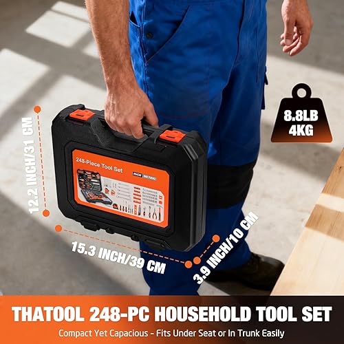 Miniatura 7 de Juego de herramientas de 248 piezas, kit de herramientas manuales para el hogar general con caja de herramientas de plástico para hombres,