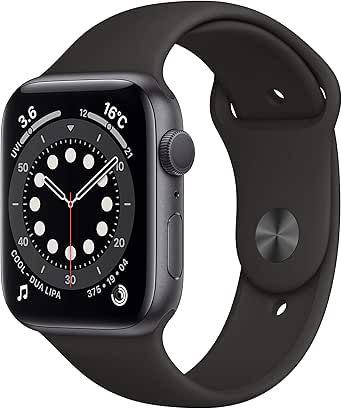 Apple Watch Series 6(GPSモデル)- 44mmスペースグレイアルミニウムケースとブラックスポーツバンド