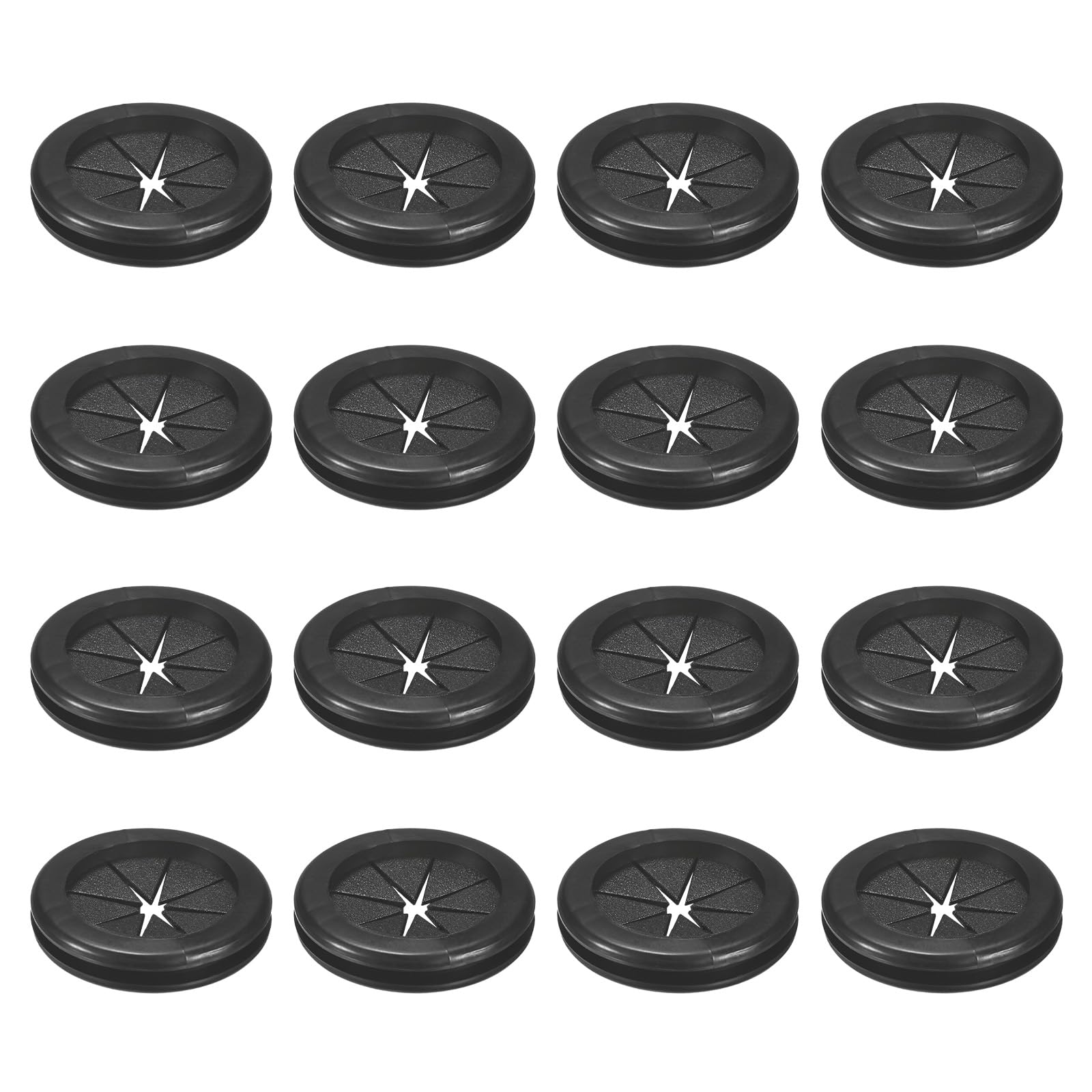 M METERXITY 16-Pack Rubber Grommets for Wiring 38mm Desk Grommet Double-Sided Flexible Cable Cord Grommet Desk Hole Cover for Cables/Wires Through Protection [Black