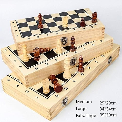 Miniatura 2 de ROLTIN Chess Set Foldable Magnetic Chess Set Wooden Chess Board Game Set with Crafted Chesspiece & Storage Slots 2 Extra Queen Board Games