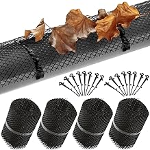 MONZANA® 4 x gutter protection netting 24 m 64 clips for fixing cut-out weather-resistant gutter gutter guard leaf guard black