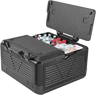 Boîte Isotherme Pliable en Polystyrène 26L, Boite Thermique avec Couvercle Intégré, Multifonction Glaciere Isotherme pour Camping, Pique-niques, Transport des Aliments - Noir, 43 x 43 x 25 cm