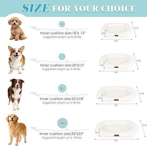 Miniatura 5 de Linda cama lavable para perro de tamaño mediano, cama calmante de felpa suave para cachorros con cubierta extraíble de cremallera y parte inferior