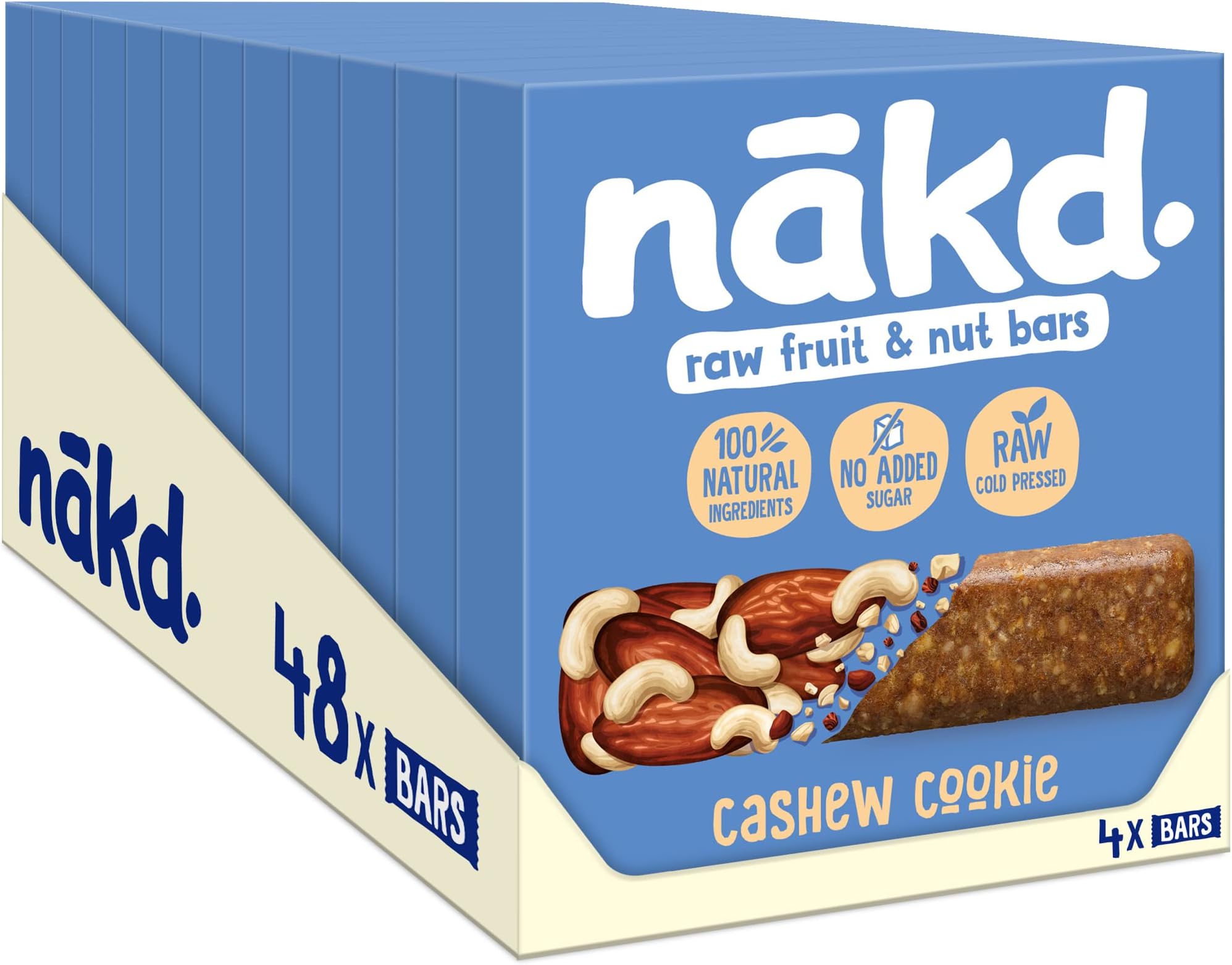 Nakd Cashew Cookie Natural Fruit & Nut Bars - Vegan - Healthy Snack - Gluten Free, 35 g (Multipack case 48 Bars)