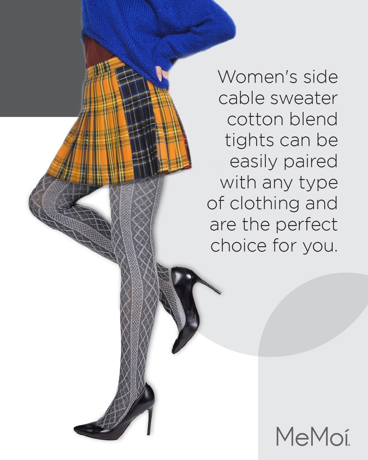 MeMoi Juneau Diamonds Cotton Tights for Women, Cozy and Elegant Sweater Tights - Sizes Small to X-Large - Image 6
