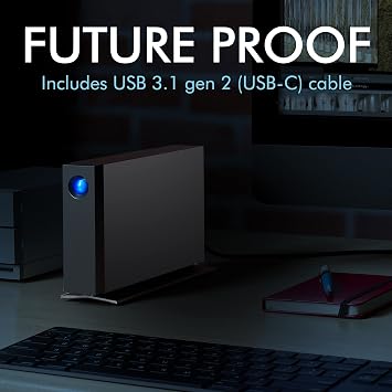 LaCie d2 Professional 24TB External Hard Drive Desktop HDD USB-C USB 3.1 Gen 2, 7200 RPM Enterprise Class Drives, for Mac and PC Desktop, 1mo Adobe CC All Apps Plan, Rescue Services (STHA24000800)