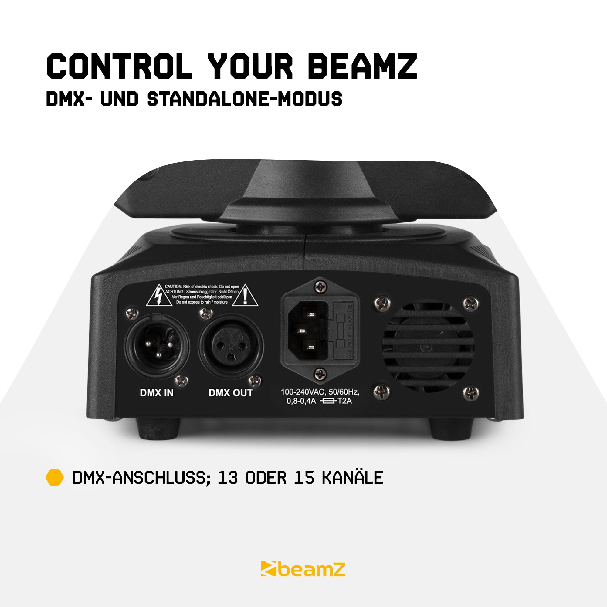 BeamZ Panther 60R Moving Head LED mit LED-Ring, 60 Watt, Bühnenlicht, Bühnenbeleuchtung, DMX Licht, Lichtanlage Musikgesteuert, Disco Licht, Bühnenscheinwerfer, DJ Lichtanlage - Schwarz