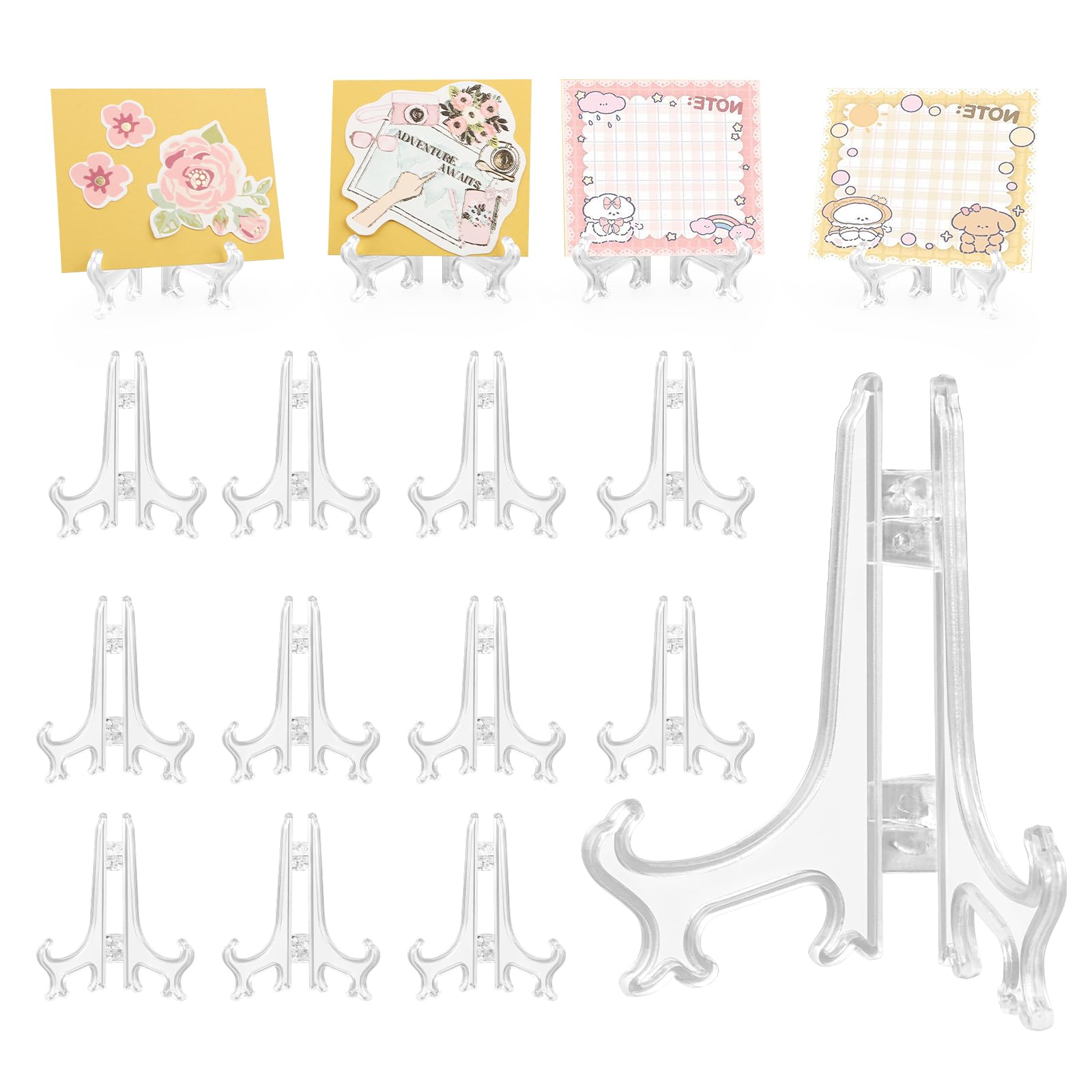 UKOFEW 12 Pièces Support de Chevalet en Plastique, Plastique Transparent Chevalets, Plaque de Support Transparent pour Décoration