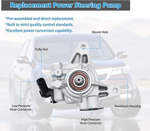Miniatura 2 de Bomba de dirección asistida compatible con Honda Accord 2006-2007, Acura RSX 2002-2006, Acura TSX 2006-2008, CRV 2002-2011, Element 2006-2011, bomba