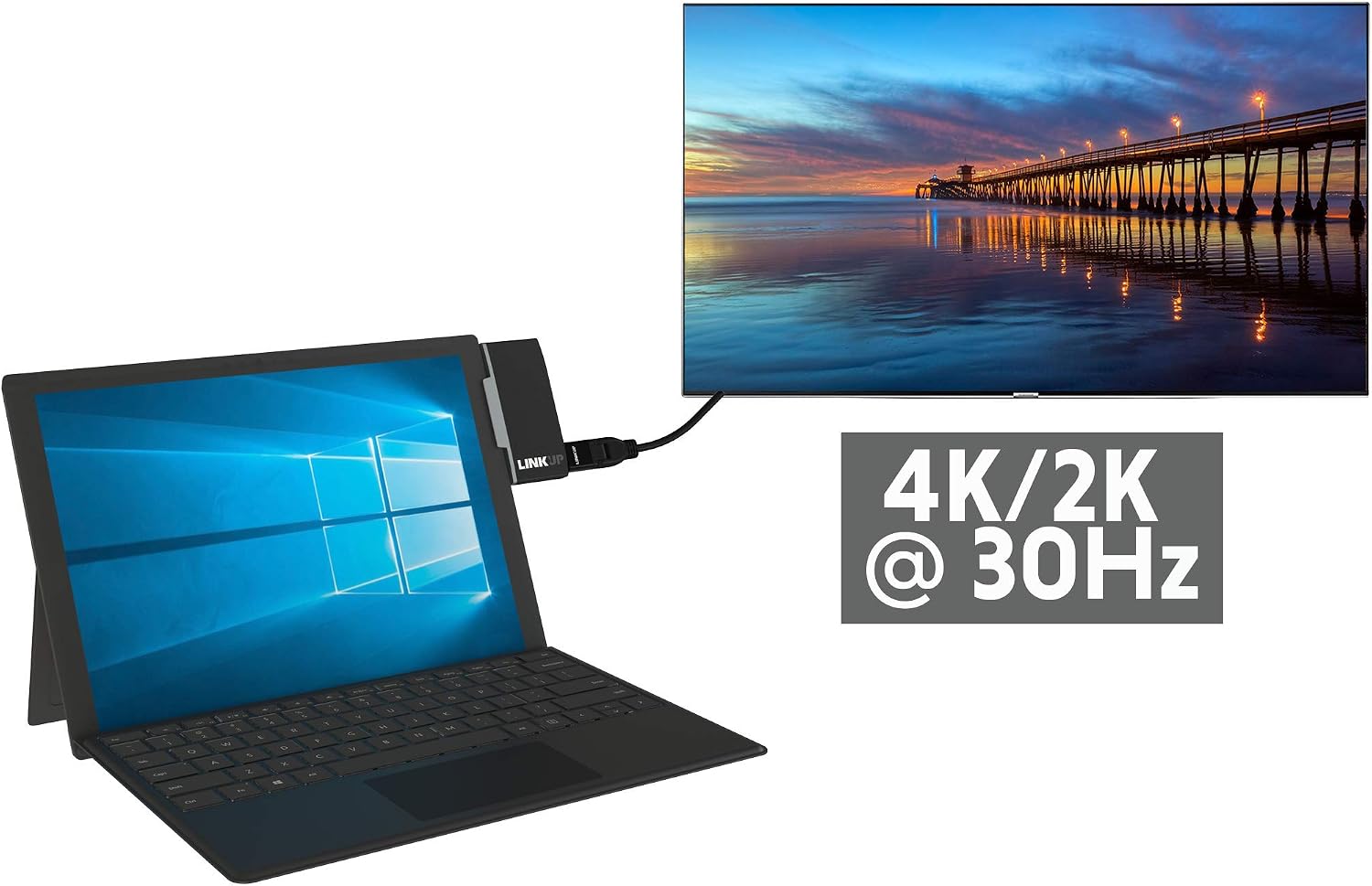 LINKUP - Microsoft Surface GO Compatible Docking Station USB C Dock | 6-in-1 Expansion Hub | HDMI 4K 2xUSB-C 3.1 2X USB-A 3.0 USB-C Charging Port (PD)| Compatible with Original Surface GO Power Plug
