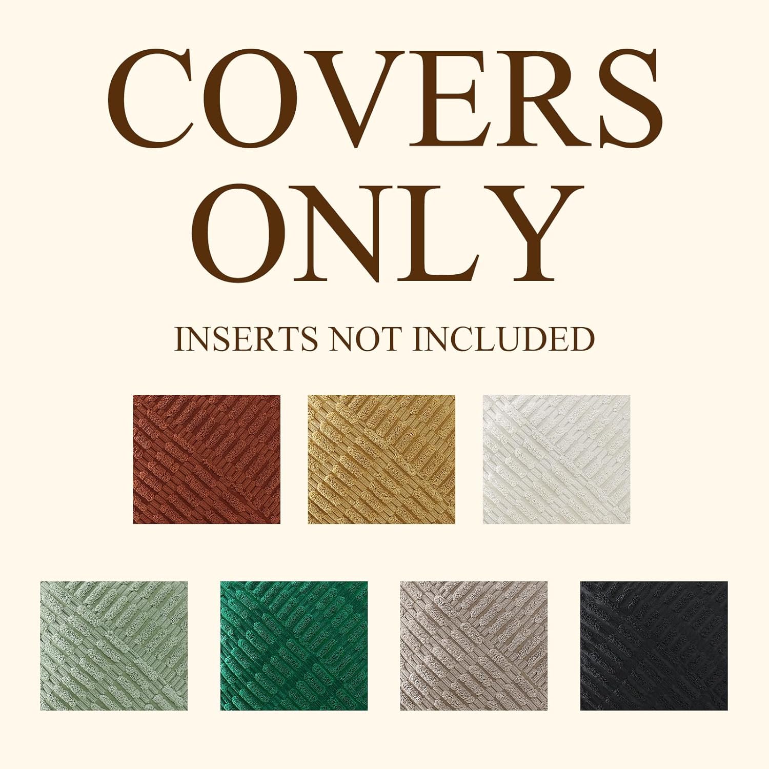 decorUhome Decorative Khaki Throw Pillow Covers 20x20 Set of 2 with Splicing, Boho Soft Corduroy Broadside Twill Spring Pillow Covers for Couch Bed Sofa Living Room