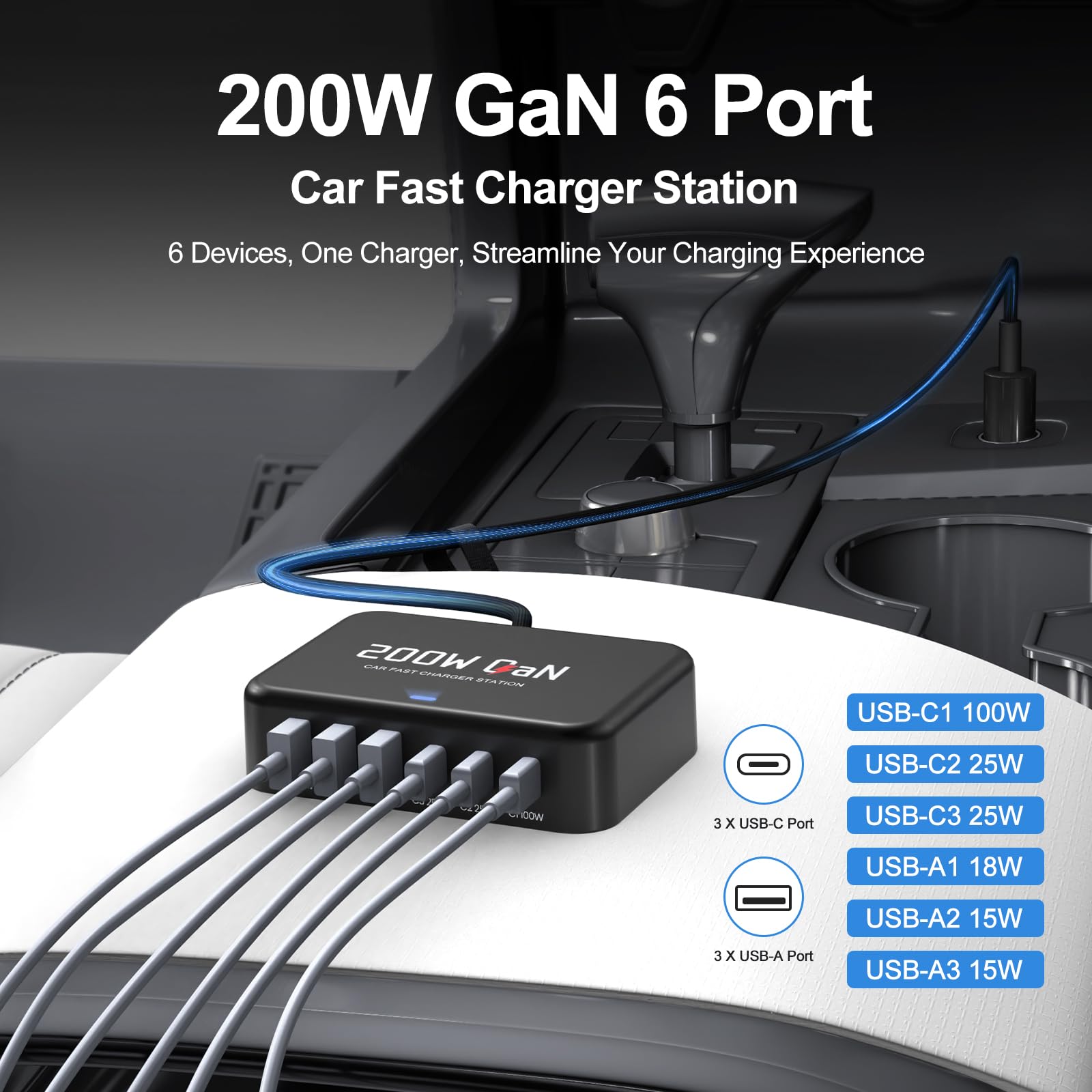 Cargador de coche de 200 W