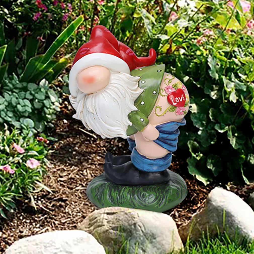 Decoración divertida de gnomos para jardín, 6.9 pulgadas, patio, césped, decoración al aire libre o casa, gnomo de amor travieso