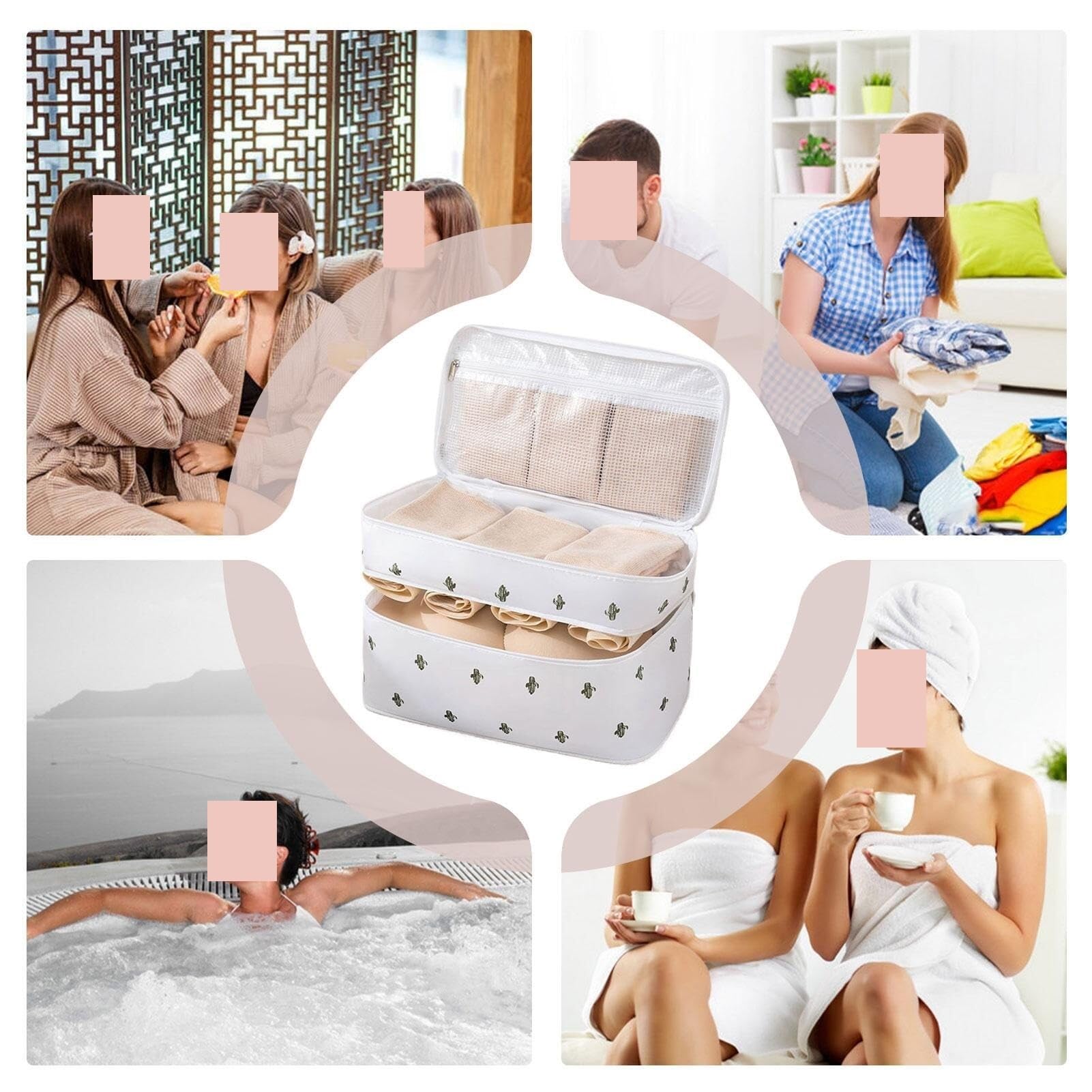 Organizer da viaggio for biancheria intima, borsa portaoggetti for reggiseni e lingerie, accessorio multifunzione for riporre la biancheria intima.(White)