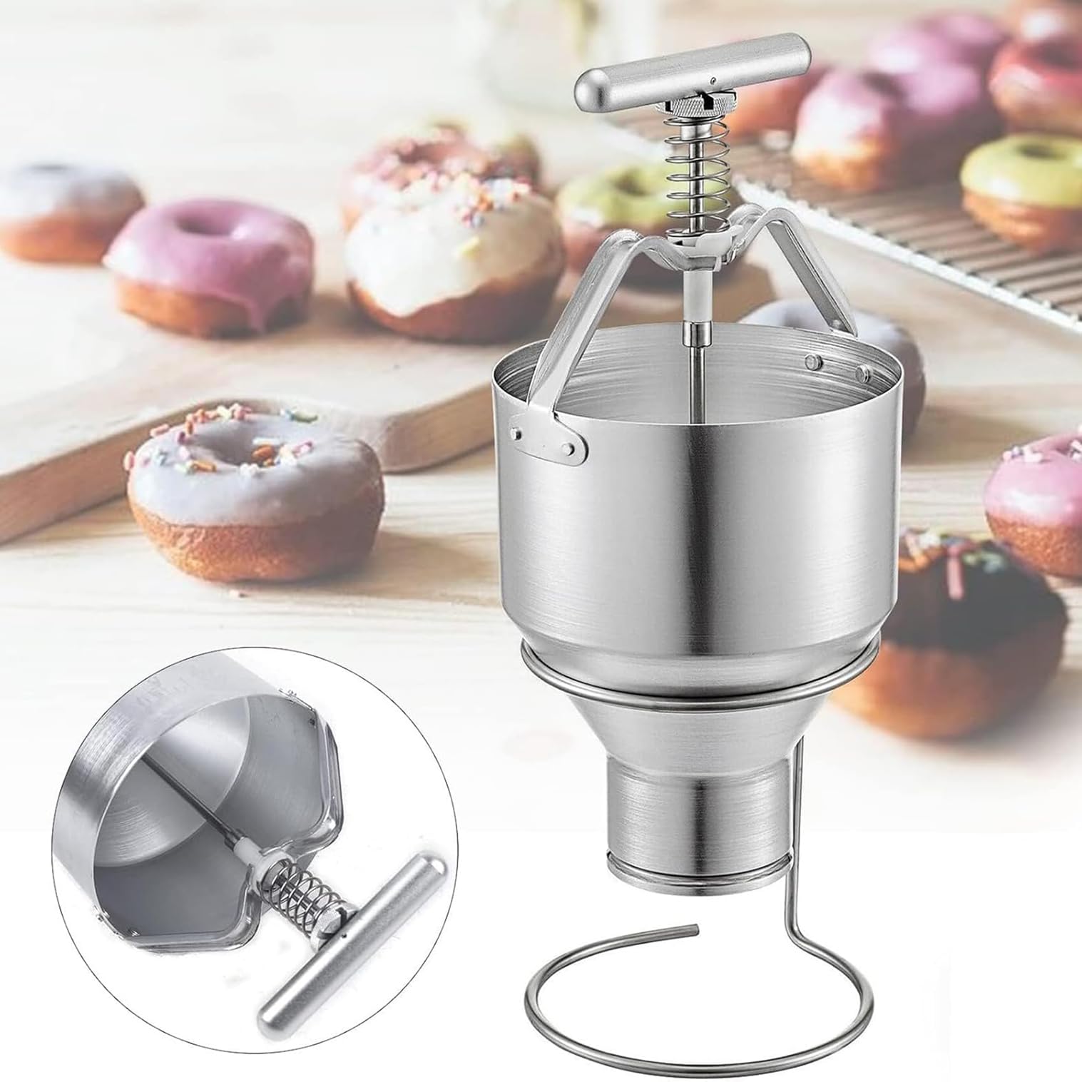 Dispensador manual de masa de donas para uso doméstico y comercial