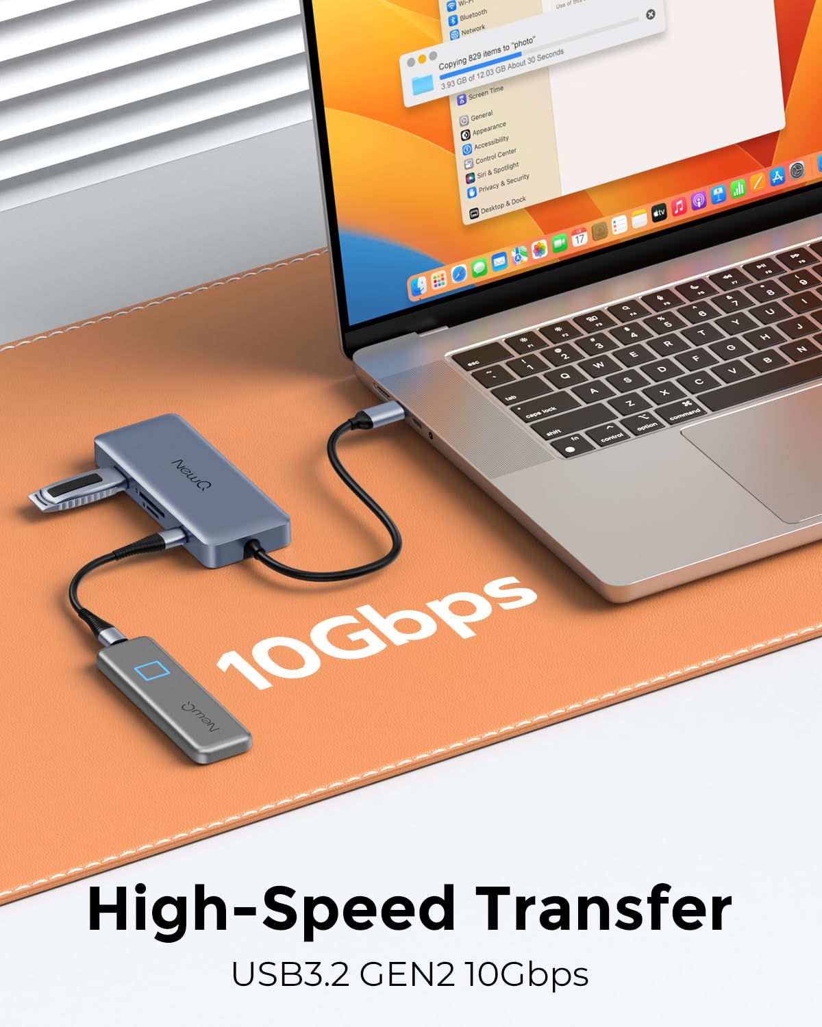 NewQ Stacja dokująca USB-C 140 W, koncentrator 4K 60 Hz HDMI, USB-A 3.2, USB-C 3.2, Gigabit Ethernet, wejście PD 140 W, SD/TF 4.0 gniazdo 300 Mbit/s, kompatybilna z Thunderbolt 3/4/5, do MacBook