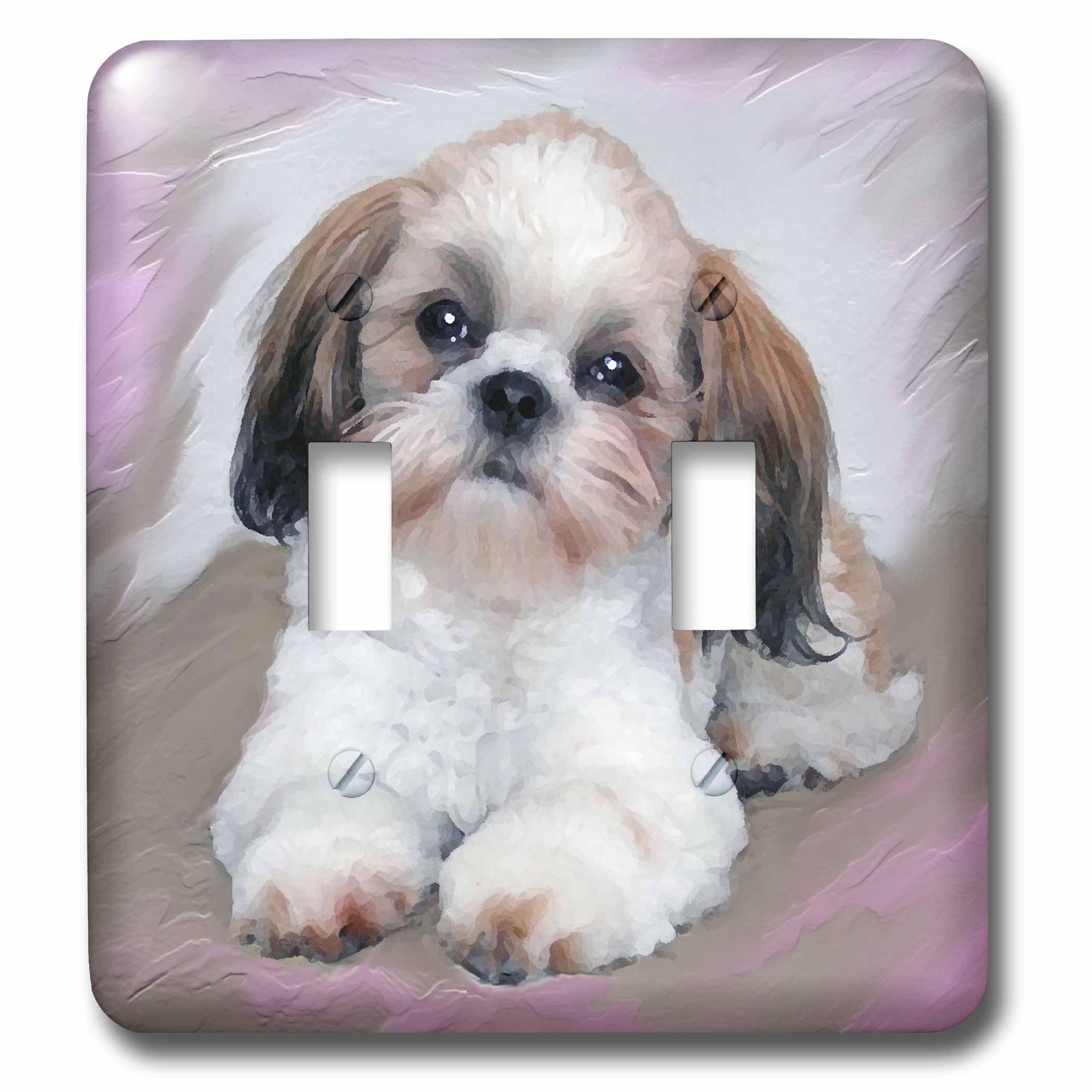 Interrupteur double Shih Tzu 3dRose lsp_4807_5 : finition soignée pour décoration canine élégante
