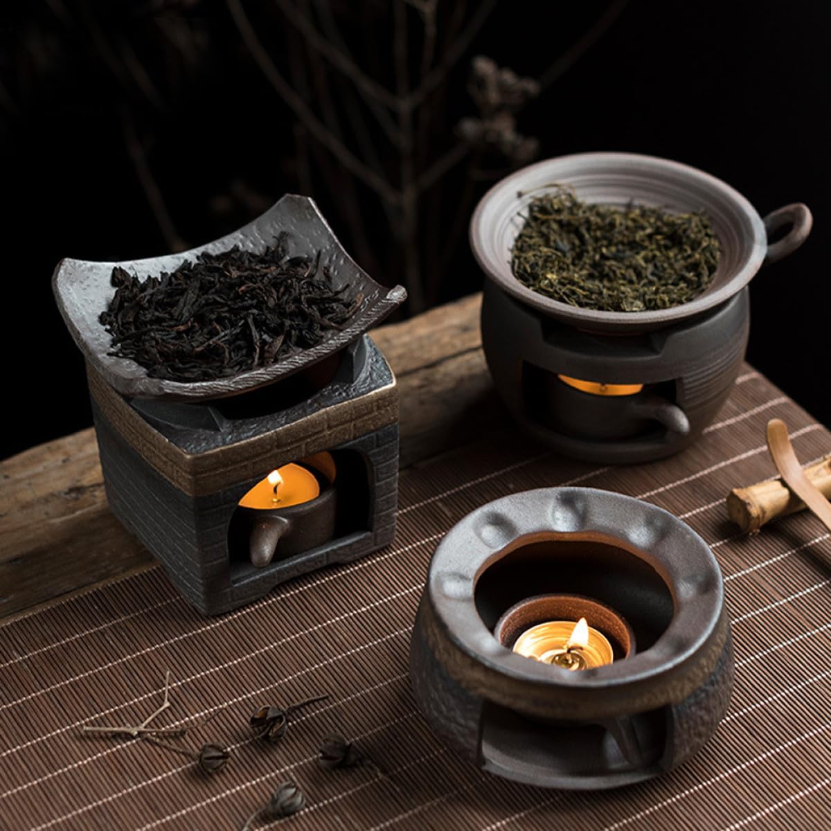 Abaodam Calentador de Tetera de Cerámica Retro para Casa y Oficina, Fácil de Transportar y Mejora la Decoración del Hogar, Adecuado para Preparar Té