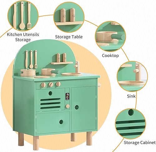 Miniatura 3 de cuoote Play Kitchen Set for Kids Toddlers, Toddler Kitchen Set, Wooden Mini Pretend Kitchen playset for Boys Girls, Toy Kitchen Gift for Girls &amp;