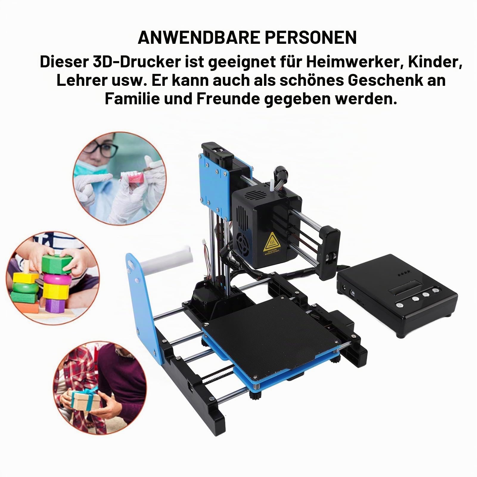 Mini 3D Drucker für Anfänger 10-40mm/s 3D-Druckmaschinen mit 1,75 Mm PLA Filament, 3D-Drucker mit 1-klick, Abnehmbare Magnetische Bauplatte, Druckgröße100x100x100mm