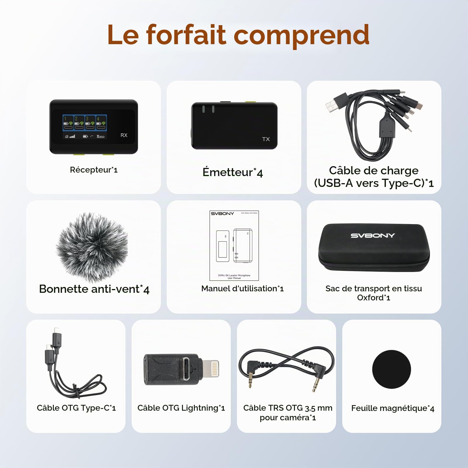 SVBONY D4 Micro-Cravate sans Fil 4 Personnes pour Interviews