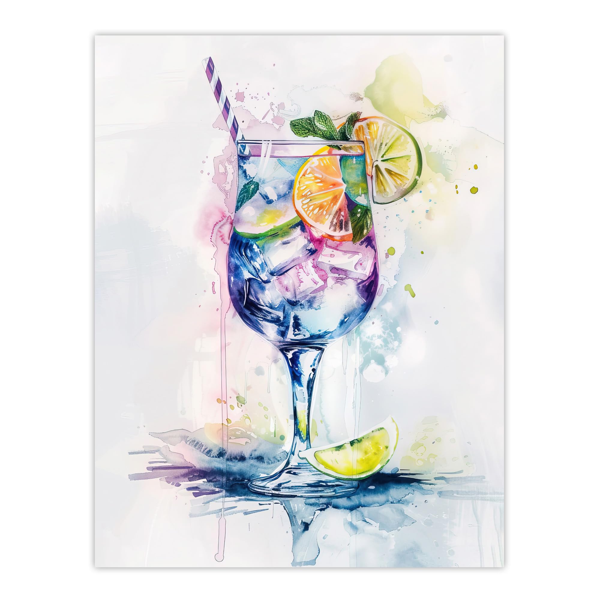 Artery8 Tropical Cocktail Drink Colourful Watercolour Kitchen Large Wall Art Poster Print Thick Paper 18X24 Inch