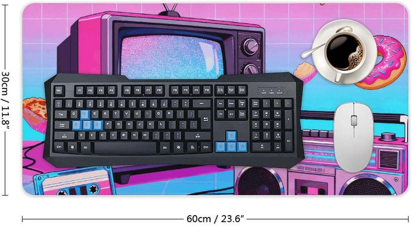 Retro Gadgets Collage Mouse Pad 24x12 in Large Computer Desk Mat image 2