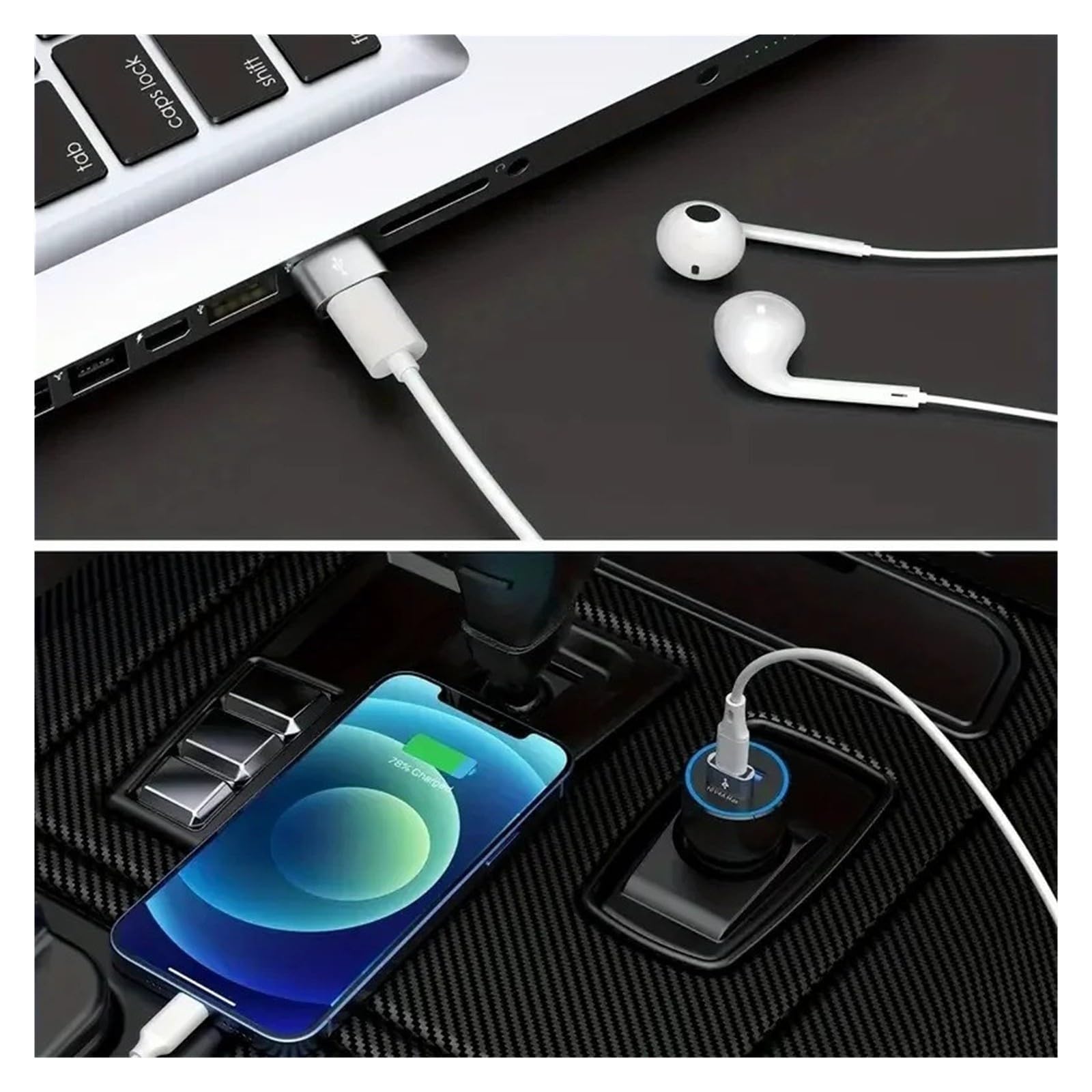 2 adattatori OTG da USB a tipo C, da USB-A maschio a USB-C femmina, per MacBook (argento e nero)