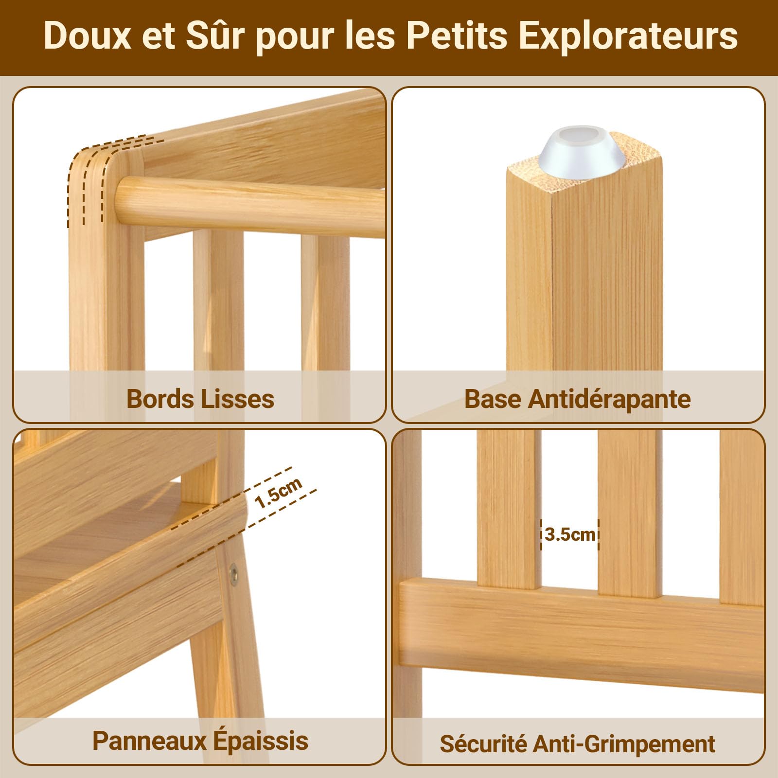 COSYLAND Tour d’Apprentissage Montessori pour Enfants, Sûre et Stable, Learning Tower Couleur Naturelle
