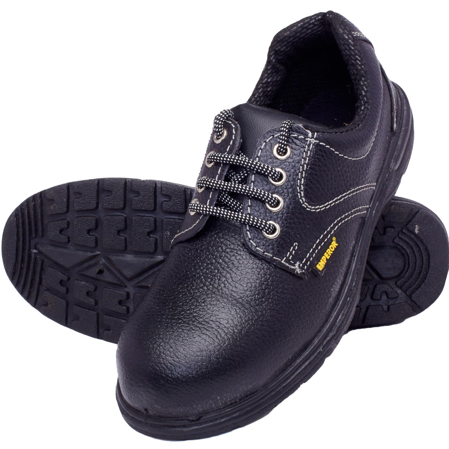 EMPEROR Chief : Black Lightweight Safety Shoes for Men - Genuine Leather, Steel Toe, Anti-Skid, Abrasion Resistant (Size 6) (Set of 1) (B075S7W574) Amazon Price History, Amazon Price Tracker