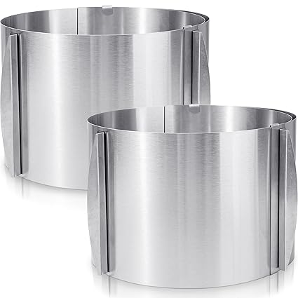 Hushee 2 Pcs Cake Mold 15 cm High, 6 to 12'' Adjustable Cake Ring Cake Baking Supplies Baking Rings Round Stainless Steel Decorating Bakeware Tools with Scaling for Mousse Baking Dessert Cake Making