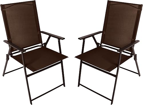 Bigroof Sillas de comedor para patio, el juego de muebles de exterior incluye 2 sillas plegables Stirling con reposabrazos para porche, balcón y