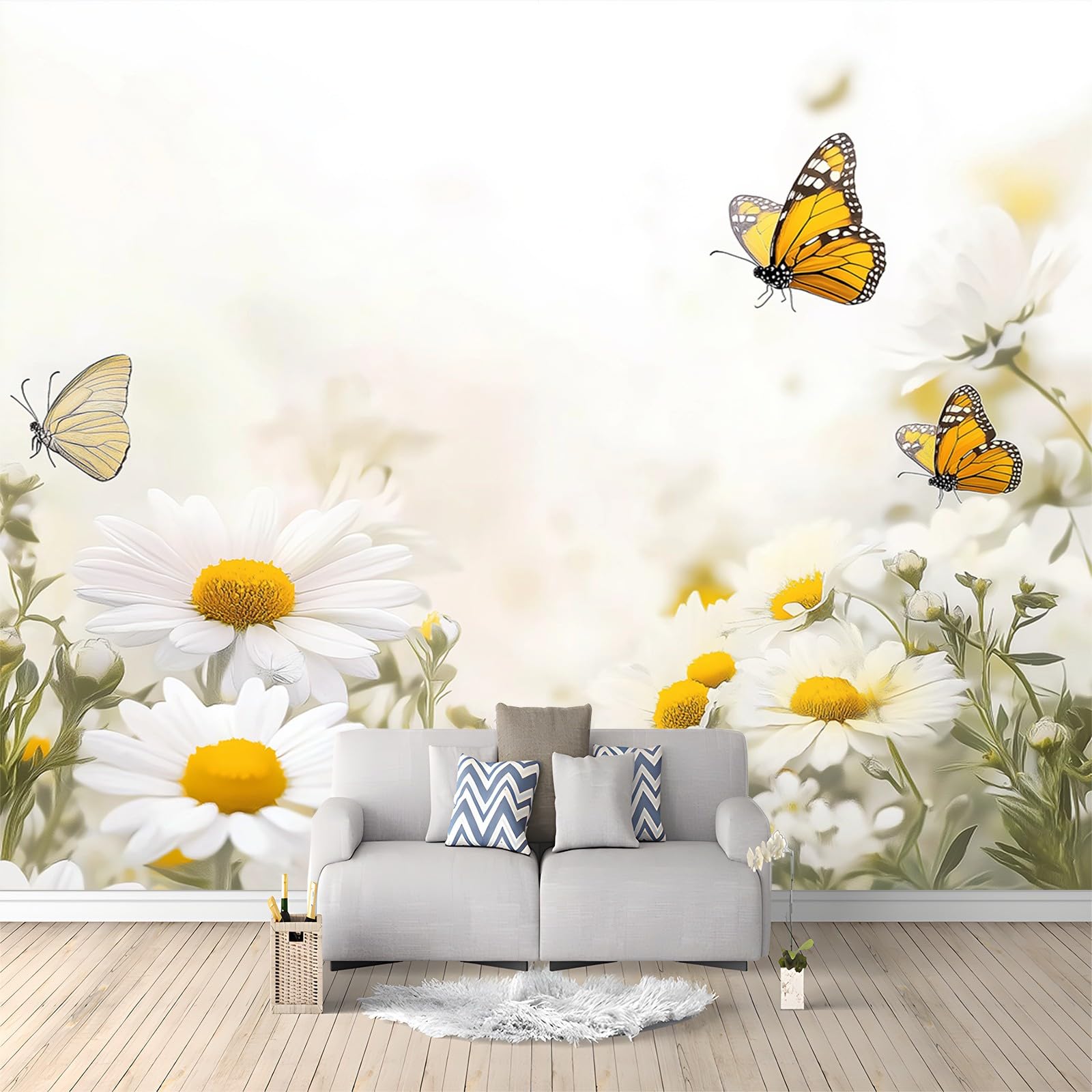 Poster mural floral marguerite 200x140 cm papier peint non tissé salon