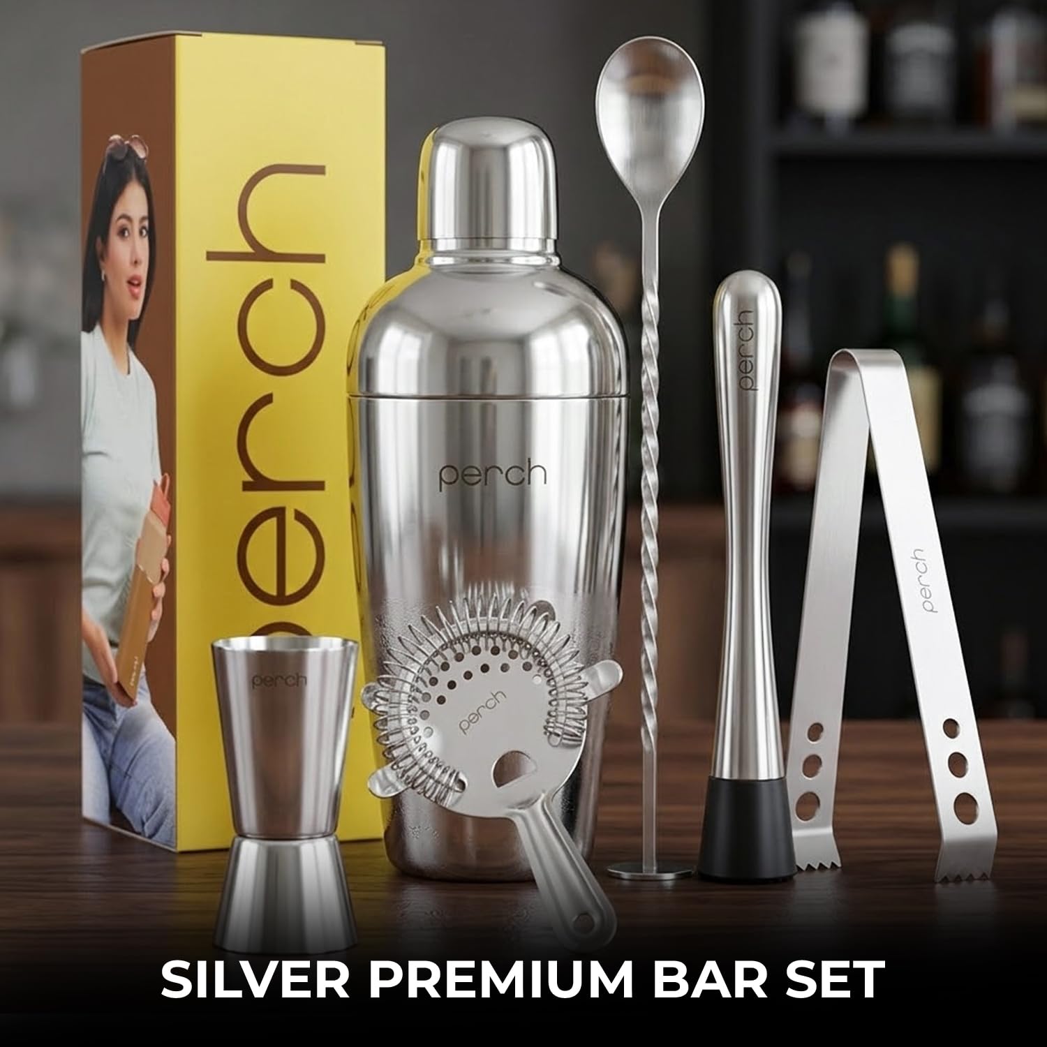 Perch Craft 6-Piece Stainless Steel Bartender Kit -4