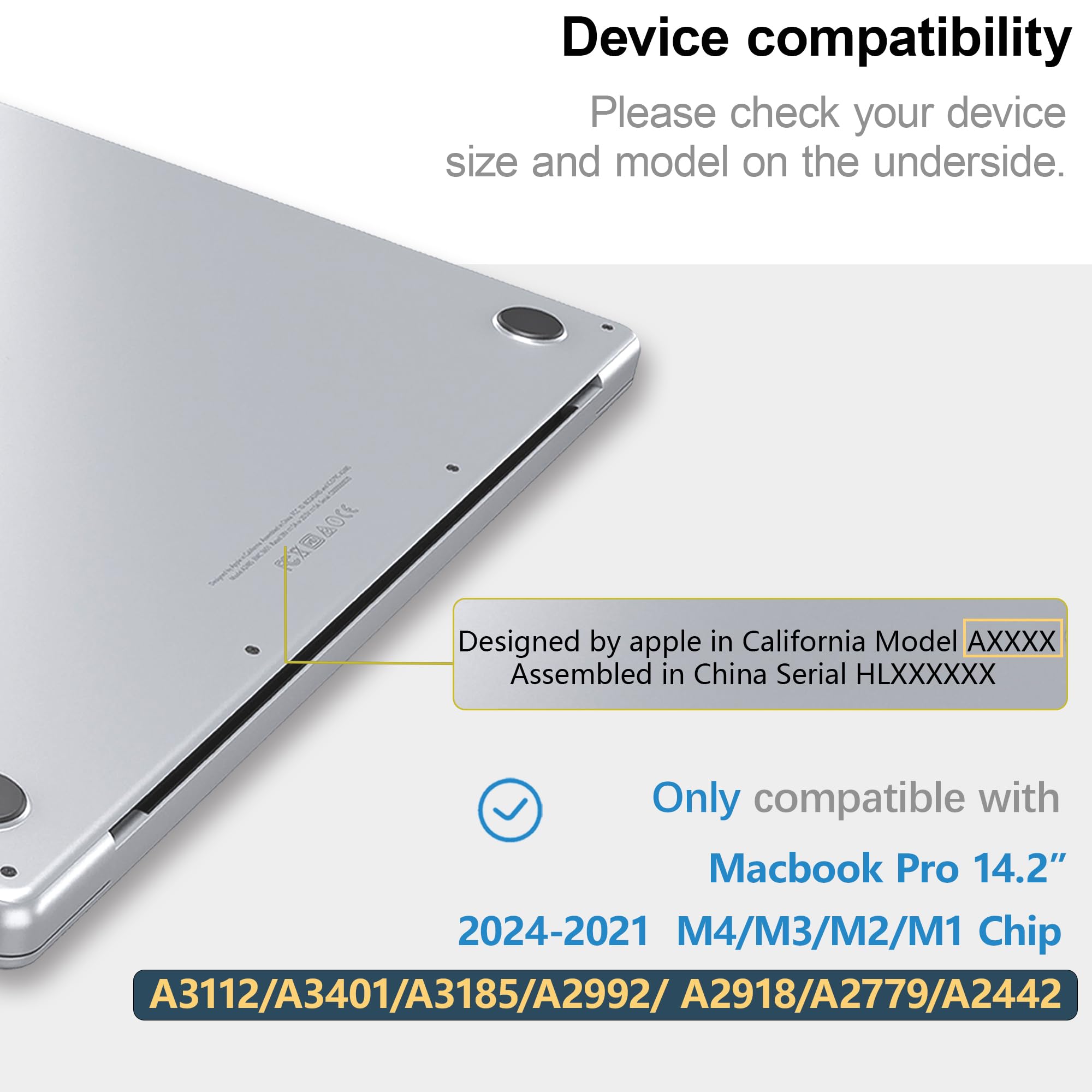 NPUOLS Custodia per 2024-2021 MacBook Pro 14 Pollici M4 M3 M2 M1 Pro Max A3112 A3401 A3185 A2918 A2992 A2779 A2442,Come il Colore Originale,Sottile Cover Rigide e EU Tastiera Cover,Matte Trasparente