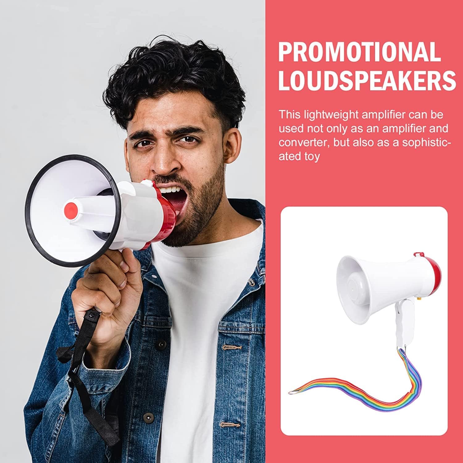 Portable Megaphone Speaker Handheld Mini Megaphone Bullhorn Built-in Siren Megaphone Speaker for Cheerleading Fans & Coaches Amplifiers