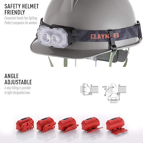 Miniatura 7 de Claymore HEADY+ Linterna frontal recargable, linterna de cabeza con 600 lúmenes, 3,500 mAh, funciona con pilas, luz recargable USB-C, 4 modos de
