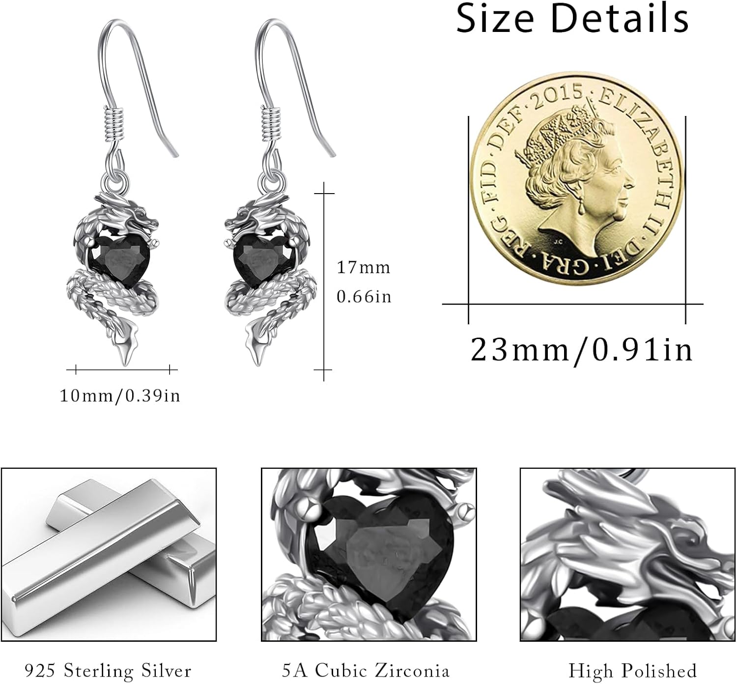 OHAYOO Gothic Earrings 925 Sterling Silver Halloween Skull Dangle Earrings Horror Gothic Jewelry with Skeleton, Cat, Mask, Moon, Dagger, Rose & Vintage Designs for Women Men Gifts - Image 4