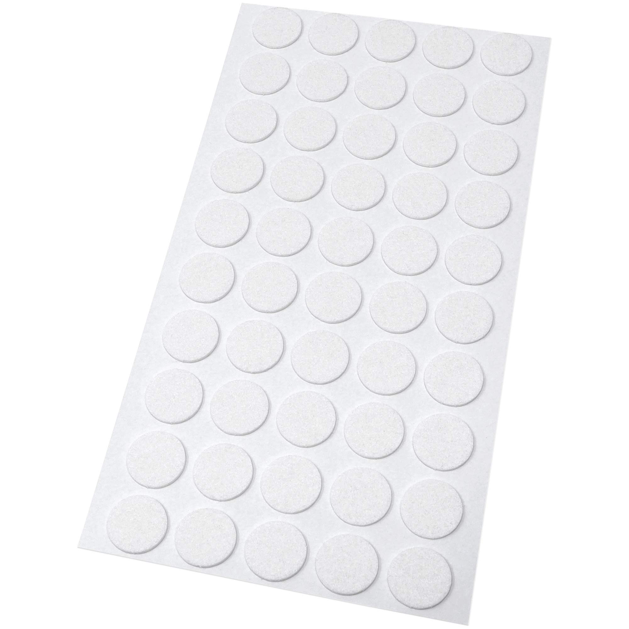 Adsamm® / 50 x self-stick felt pads / Ø 0.63'' (Ø 16 mm) / white / round / self-adhesive furniture glides with felt thickness of 0.059'' / 1.5 mm