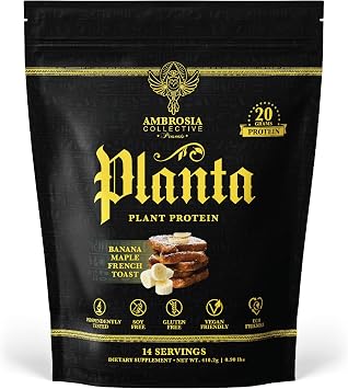 Ambrosia Plant Based Protein Powder 20g | Clean Vegan Pea Protein Powder | Gluten & Dairy Free, Keto Friendly, No Added Sugar | 14 Servings | Banana Maple