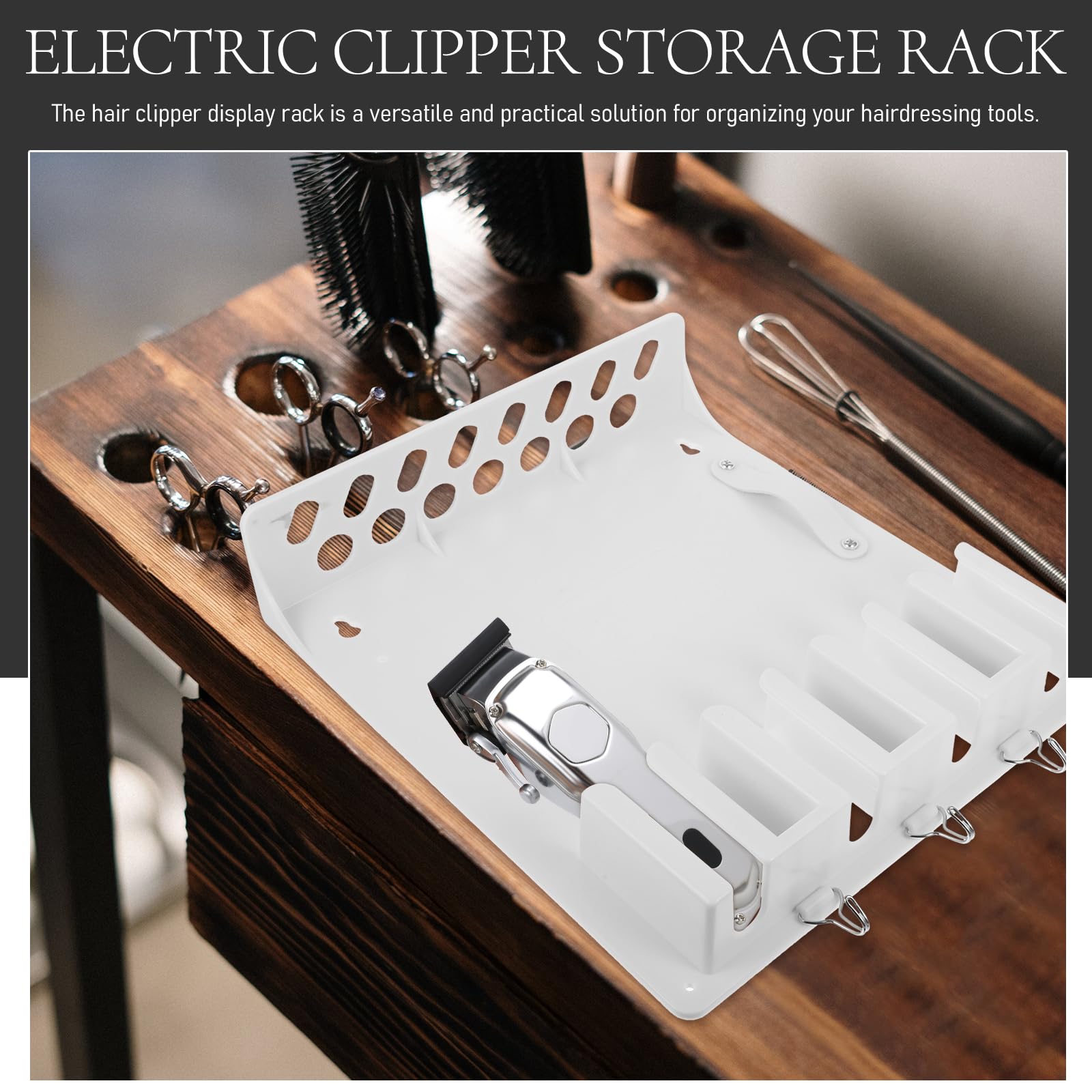 Artibetter Soporte para Cortapelos y Plástico Blanco Almacenamiento Organizador de Tijeras Diseño Elegante para Peluquería y Espacio de Trabajo