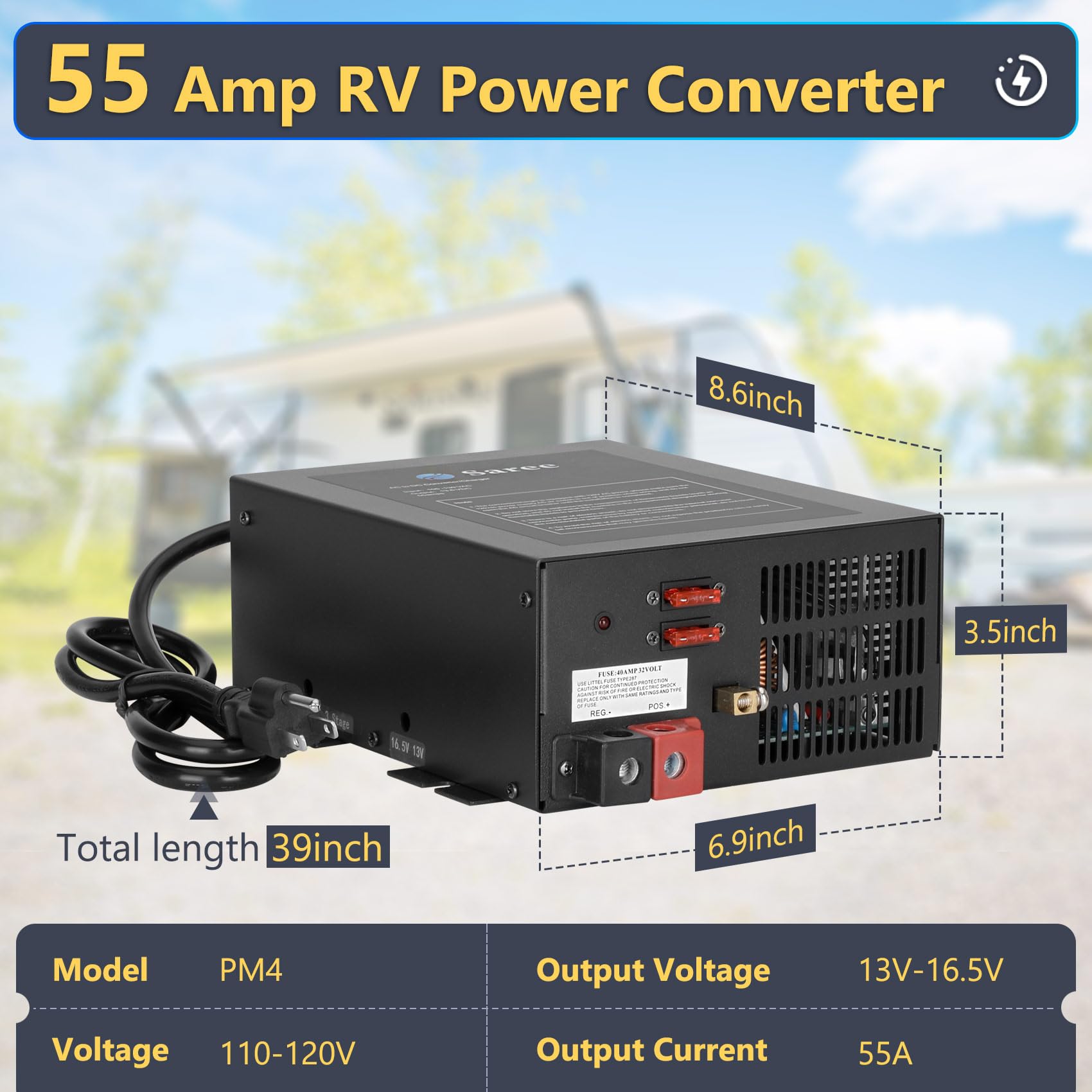 Snapklik.com : RV Converter 55Amp RV Power Converter Built-in 4 Stage ...