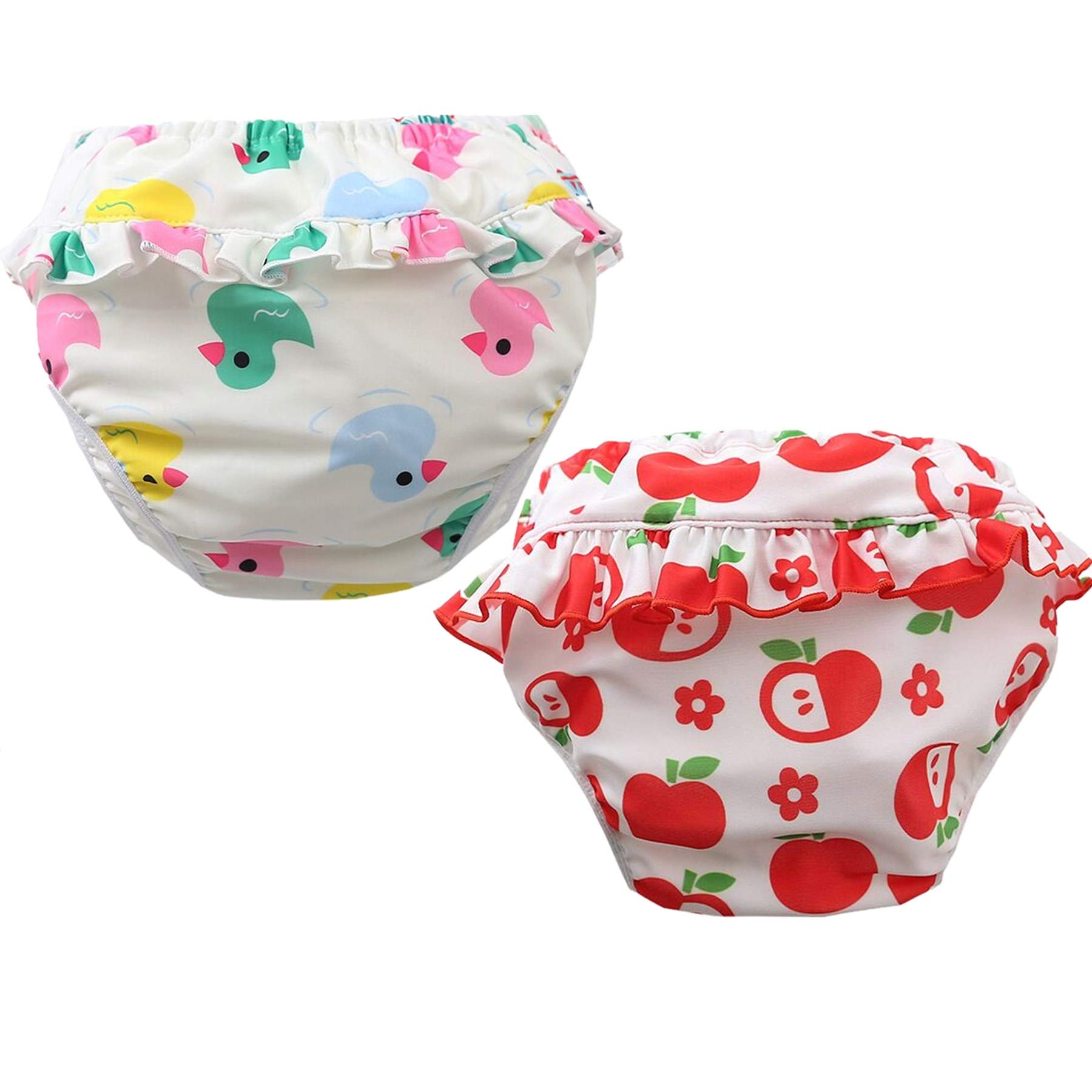 2 PC Baby Reusable Swim Diaper Leakproof Swimming Shorts Suitable for 15-36lbs Girls Shower Gifts & Swimming Lessons (Set 5, XL/15-22lb/0-1 Years)