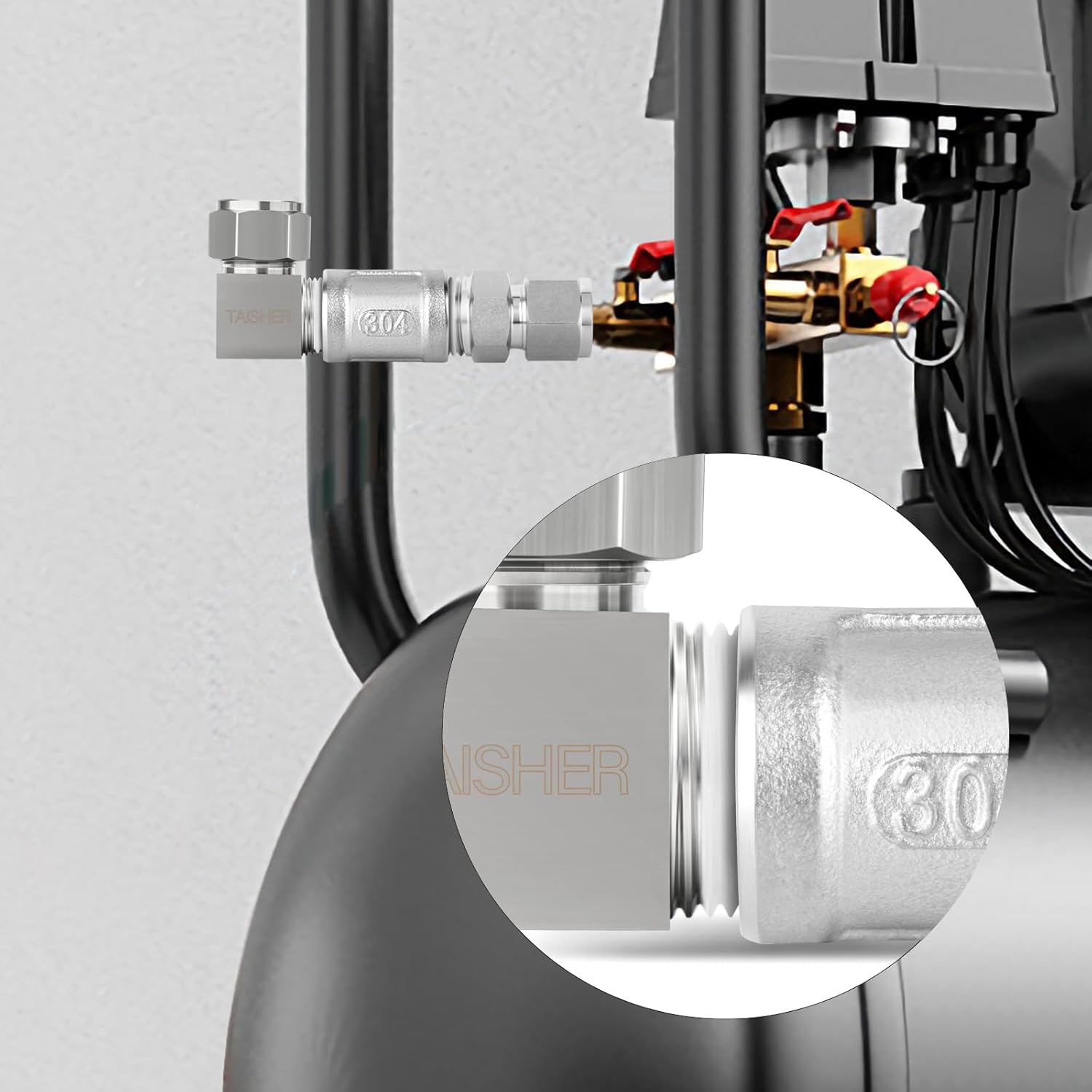 TAISHER 2PCS 304 Stainless Steel Square 90 Degree Compression Tube Pipe Fitting Connector, 3/4" Tube OD x 1/2" NPT Male Adapter